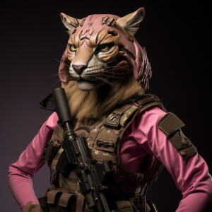 Female, anthromorphic Florida panther, american military gear
