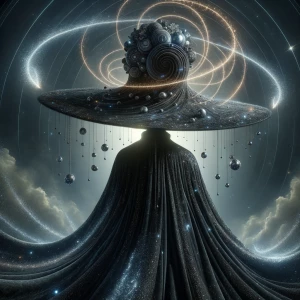 "Envision a hyper-realistic, surreal portrait of an enigmatic ma...