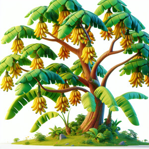 A tree bearing ripe plantains