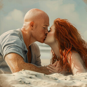 A photorealistic high resolution image. Light ginger haired fema...