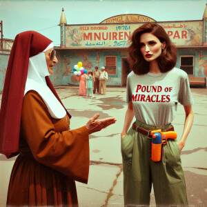 Create a color film photograph from 1975  of a beautiful, 24-yea...