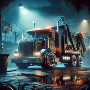 Lowrider sanitation truck,with horror core,8k resolution, HDR, m...