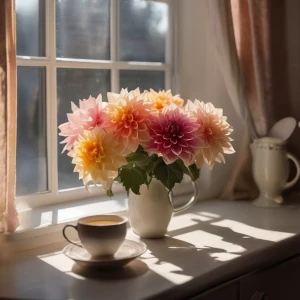 We could pair it with a soft, morning-themed photo of Dahlia—may...