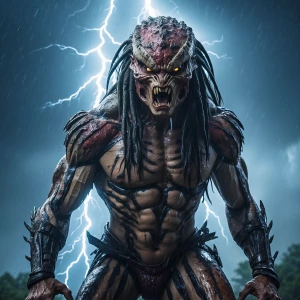 Double exposure horror thunderstorm entity, in the style of Yau...