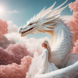 Describe a majestic female white dragon