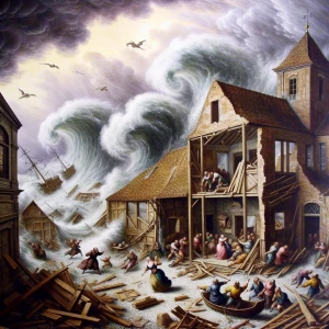 Стихийное торнадо за ним стихов цунами во дворе Оурвела