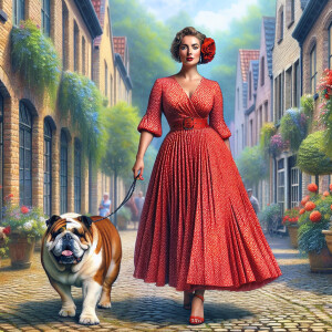 Realistic detailed whimsical image of a 150-pound woman in a vib...