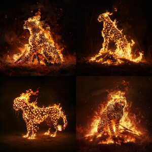A bonfire with flames artfully shaped into the shape of a majest...