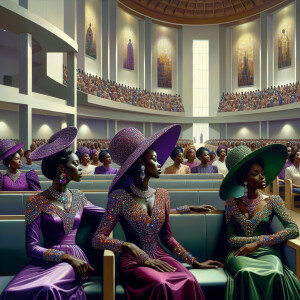 In a modern church setting, enhance the color vibrancy subtly. F...