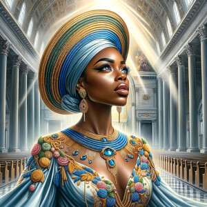 Create an airbrush oil painting of an African American woman wit...