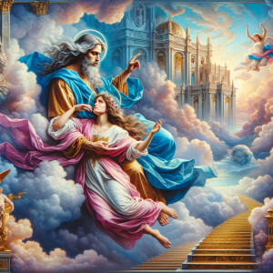 An oil painting depicting a light-skinned African-American Jesus...