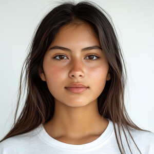 Create an image of an 18-year-old Mexican woman from Nevada with...