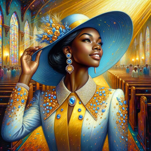 A spiritually enriching illustration portrays an African America...