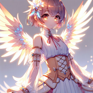 Cute anime girl with glowing wings