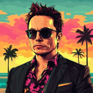 Elon Musk in GTA art style, , in the style of a Grand Theft Aut...