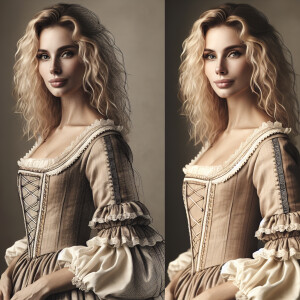 A portrait of a besutiful blonde woman in the 17th century in a...
