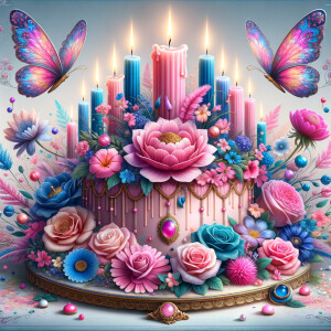 Craft a digital artwork that dramatically amplifies the colorful...