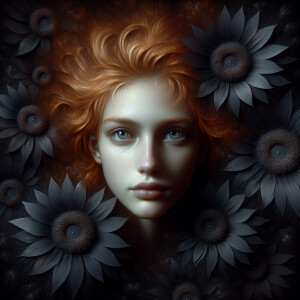 Artistic image. Ginger haired, pale skin, beautiful female. Ful...