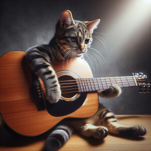 a cat playing guitar