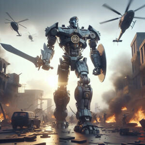 Israel as a transformer character, adorned with king David armor...