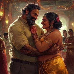 Digital art HD,A muscular, sweaty man joyously celebrates Diwali...