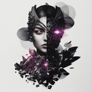 Design a mid-level portrait of Athena in a retro-futuristic styl...