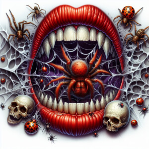 vividly detailed airbrush A spooky Halloween illustration of a p...