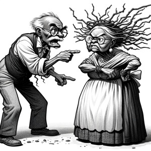 Exaggerated cartoon, 65 year old African American woman with twi...