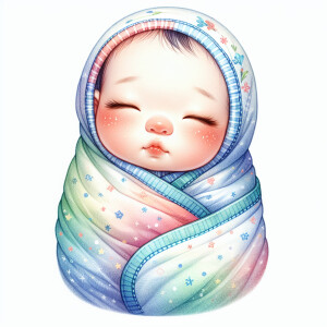 A single picture of adorable cute whimsical Chinese baby boy swa...