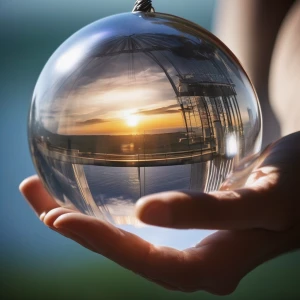 A static shot: A translucent hand suspended in the air controls...