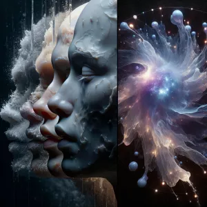 Bathed in ethereal light, the celestial-inspired amoeba blob cre...