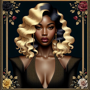 Create a vertical 3-D portrait of a light-skinned African-Americ...