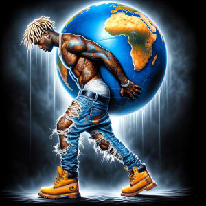 Airbrush style: Carrying the weight of the world on his back wor...