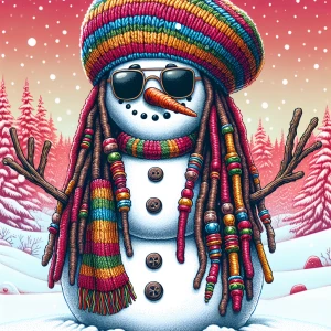 Horrorcore  illustration of a Rastafarian-inspired Frosty the Sn...