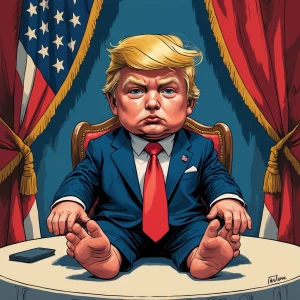 baby Trump in carton and satirical art style