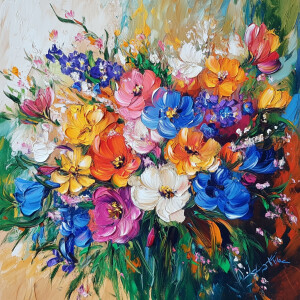 Beautiful art piece of bouquet of flowers