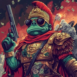 Pepe with pumped-up lips of a bright red color in carton style...