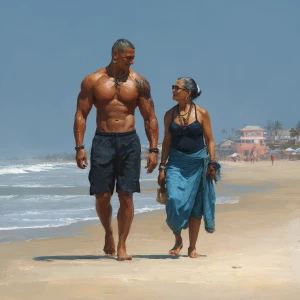 hyperrealism digital painting.a muscular sweaty villain man, wa...