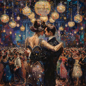 Cartoon illustration  In a whirlwind of dazzling movement and en...