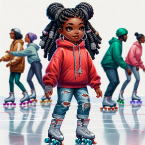 Ink wash: 3D illustration Skating Rink landscape, An African Ame...