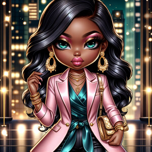 Produce an elegant and refined hip-hop influenced digital illust...