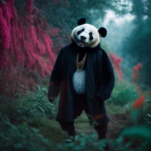 Create a character that's a mix of a panda an venom