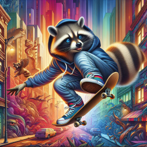 Prompt: A [   ] wearing Jeanshose and Hoody, colorful, anthropom...