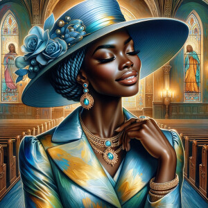 A spiritually enriching illustration portrays an African America...