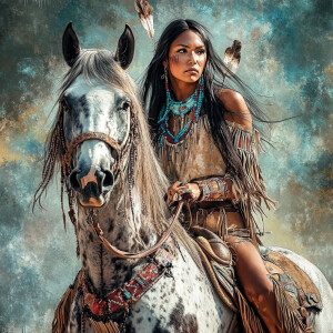 Create a hyper-realistic detailed image featuring a Native Ameri...