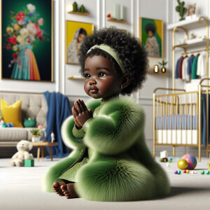 A 3D realistic illustration of a light-skinned African-American...