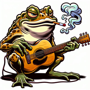 Smoking Toad playing guitar.