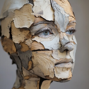 Imagine a woman whose skin is made up of thin, paper-like layers...