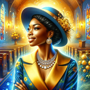 A spiritually enriching illustration portrays an African America...