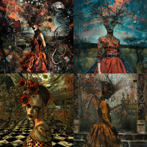 Surreal , intricately detailed beautiful woman, rust, rivets, st...